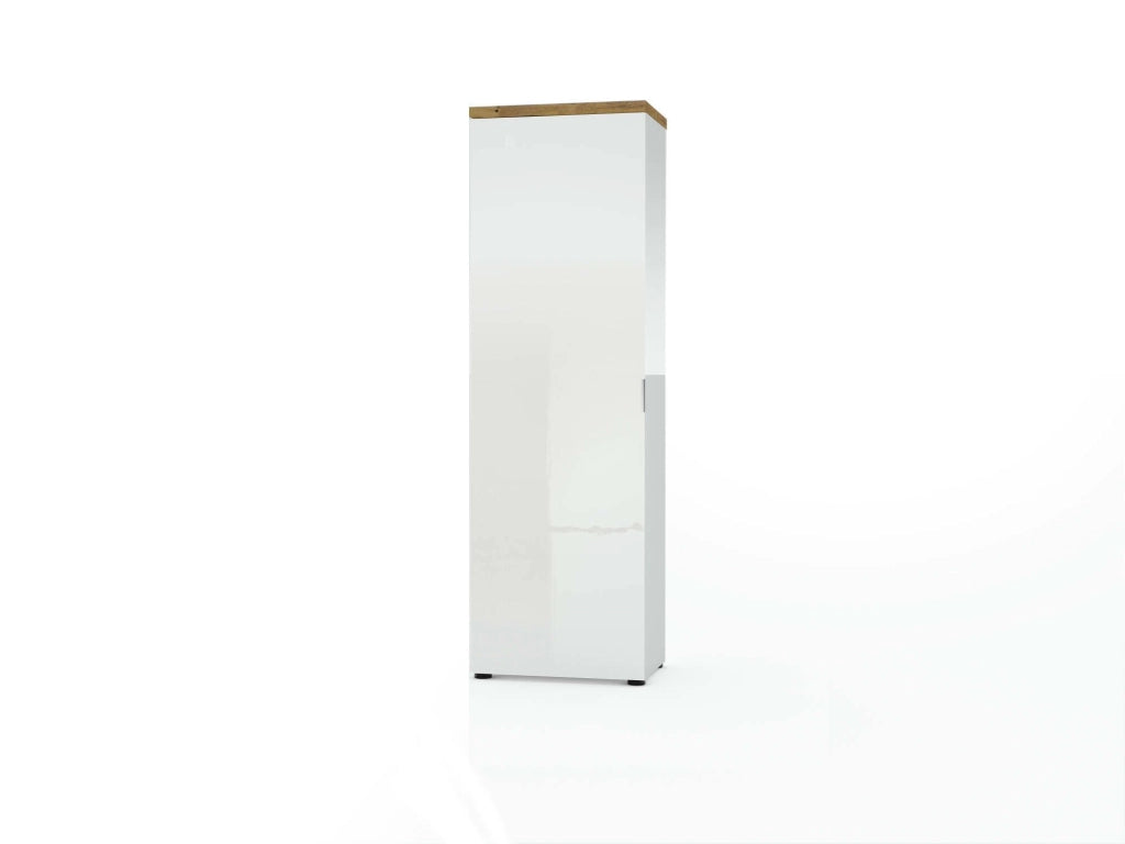 Tani, Armadio Multiuso 1 Anta Appendiabiti Made in Italy, 60x190h cm Bianco Lucido