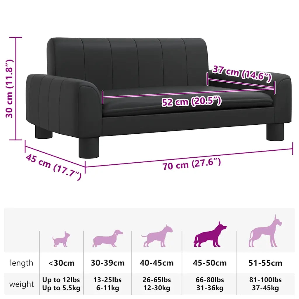 Lettino per Cani Nero 70x45x30 cm in Similpelle CFW5816450