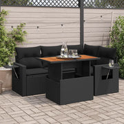Set Divani da Giardino 5 pz con Cuscini in Polyrattan Nero 3327142