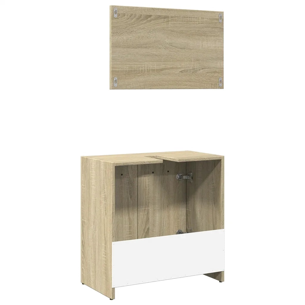 Set Mobili da Bagno 2 pz Rovere Sonoma in Legno Multistrato