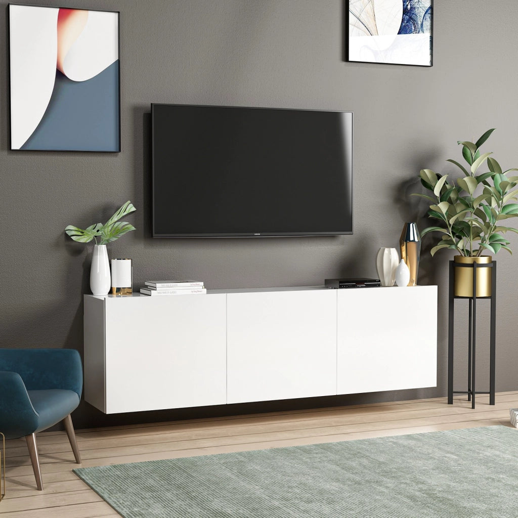 Porta TV in legno "White" - 150 x 31 x 44 cm - Bianco