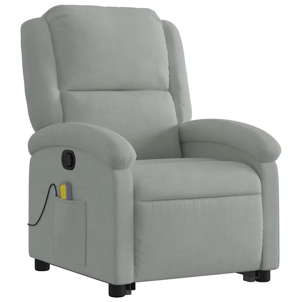 Poltrona Alzapersona Reclinabile Grigio Chiaro in Velluto 3204311