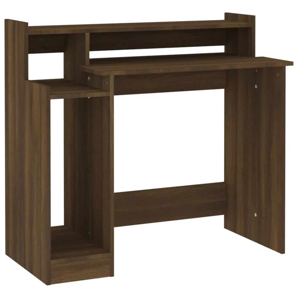Scrivania tavolo postazione di lavoro mobile per computer studio e luci a LED rovere marrone 97 x 45 x 90 cm legno ingegnerizzato marrone 02_0023781