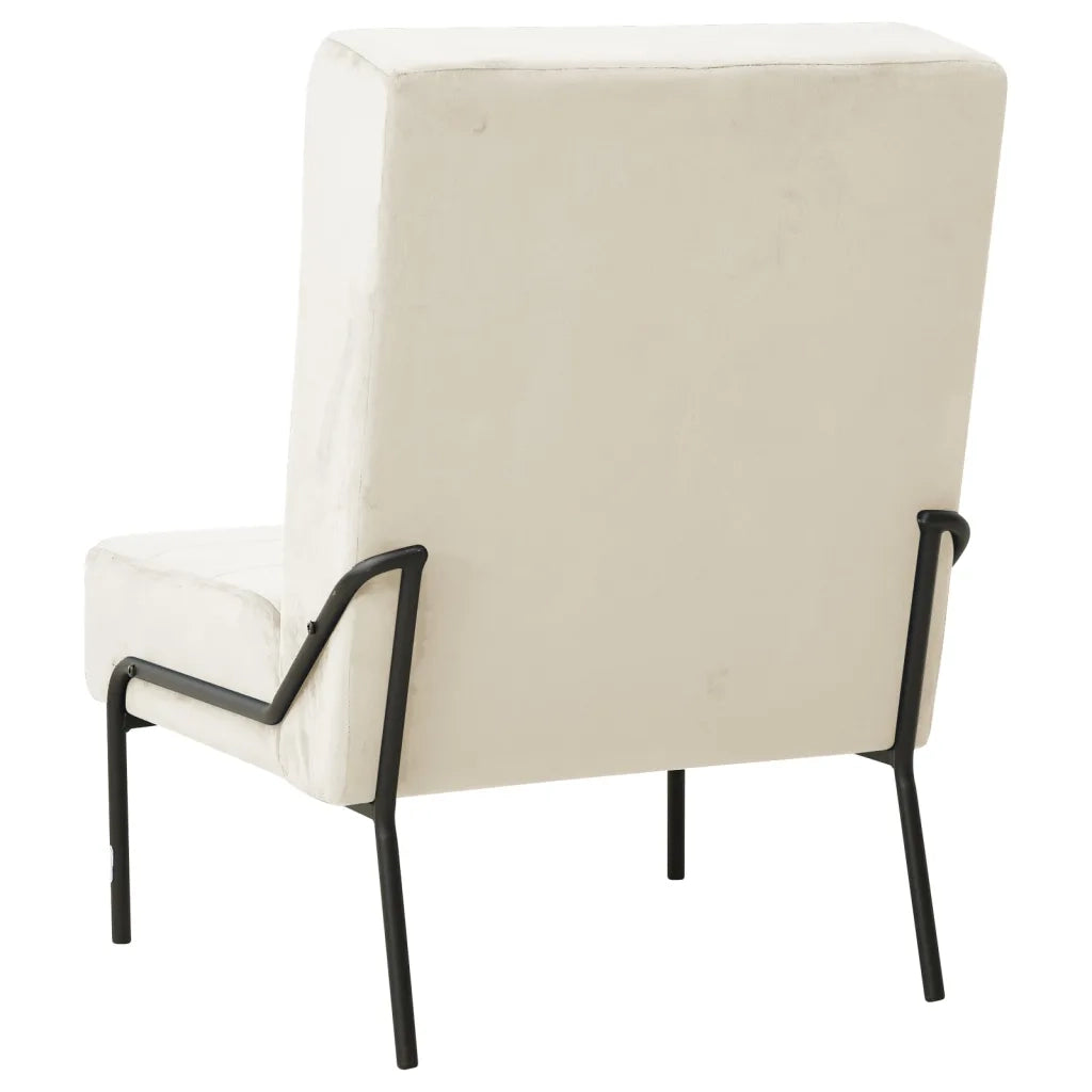 Poltrona Relax 65x79x87 cm Bianco Crema in Velluto 325779