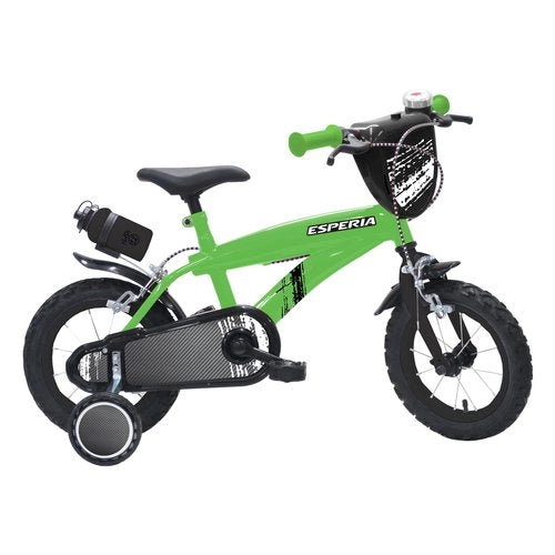 Bicicletta esperia 23570 bimbo flash con rotelle e accessori verde