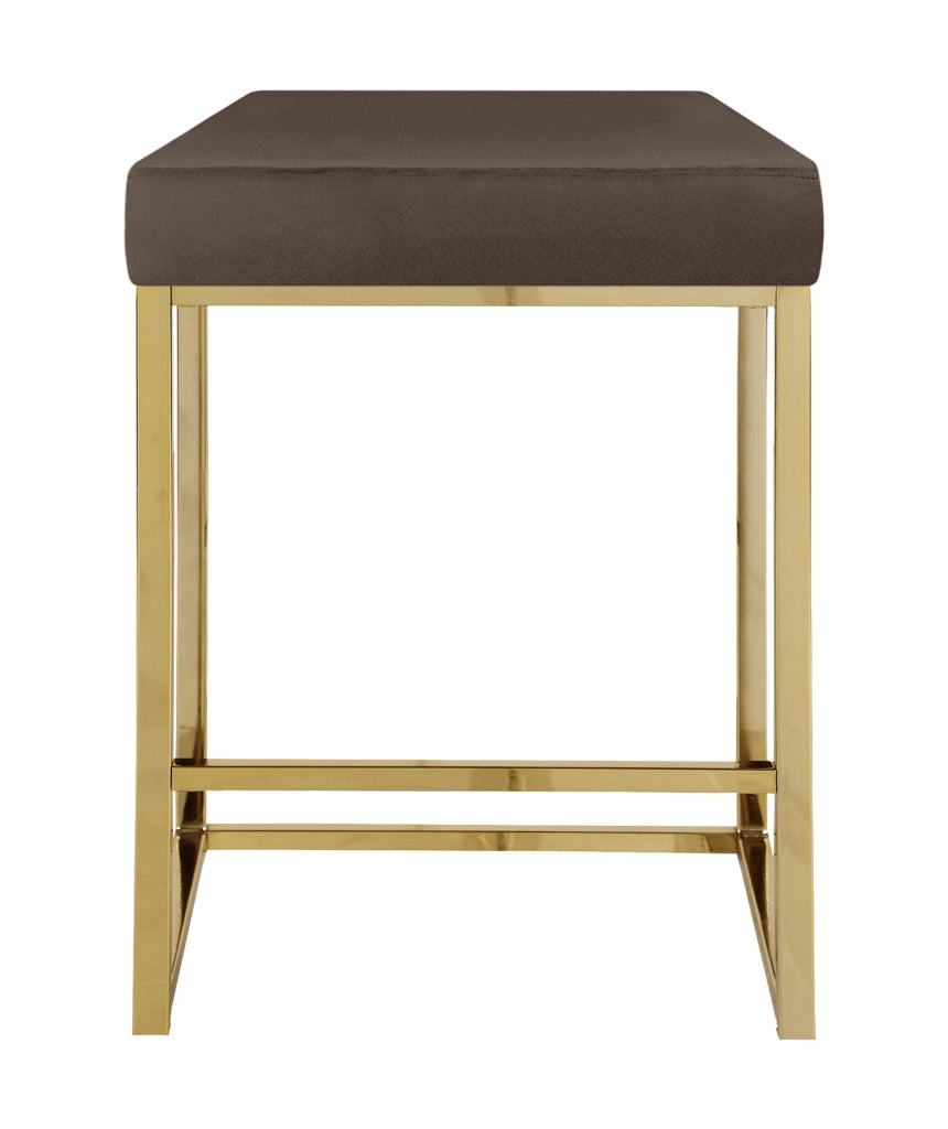 Sgabello Moderno In Velluto Sedile imbottito Gambe In Acciaio Dorato Senza Schienale Casa Sedia Cucina Bar Pub Seduta Rialzata Di Design - Testa di Moro