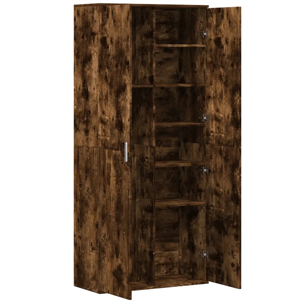 Credenza | Madia | Buffet da pranzo | Armadio da pranzo Rovere Fumo 80x35x180 cm in Legno Multistrato