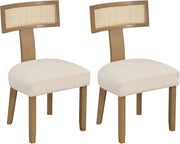 Set di 2 Sedie da Pranzo Imbottita, Sedia con Sedile Comodo, Schienale Curvo in Rattan e Piedini Antiscivoli per Soggiorno, Sala da Pranzo e Studio, Portata 180 kg (Beige)