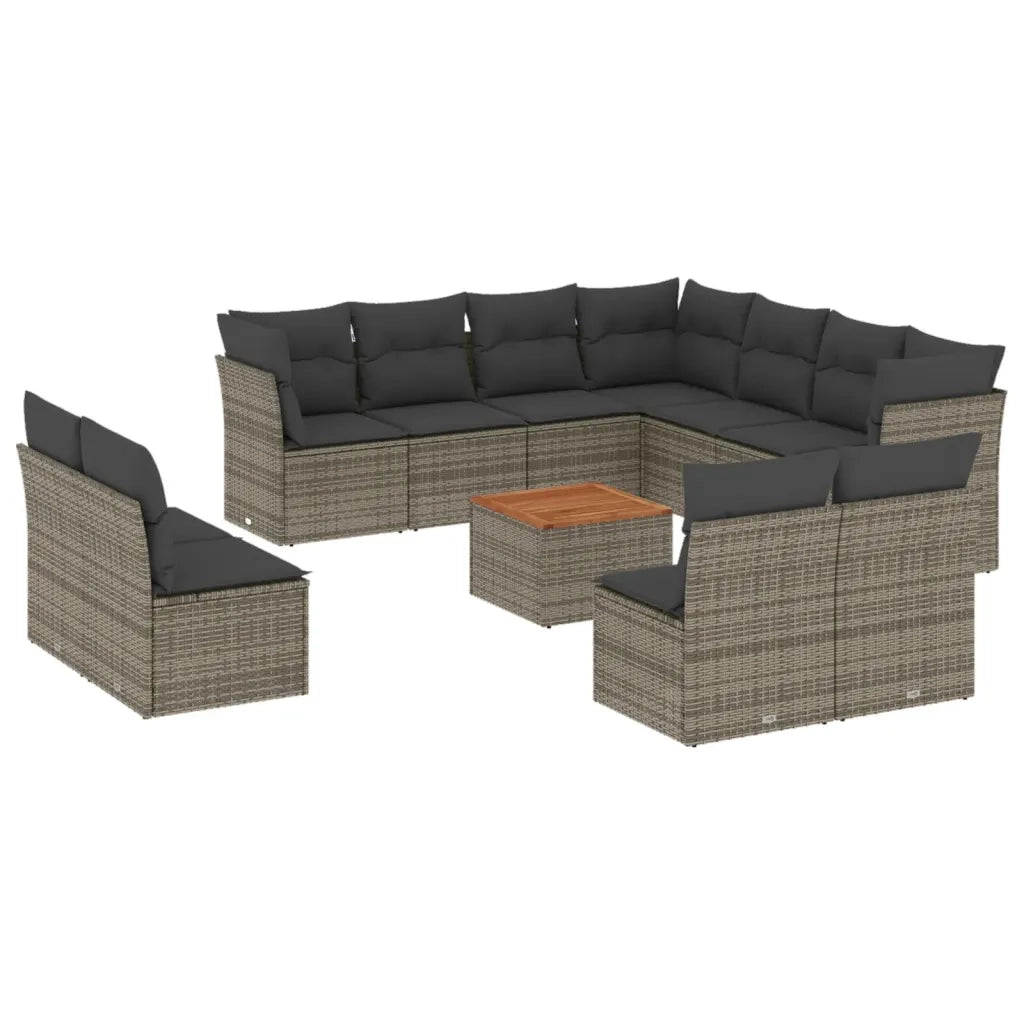 Set Divani da Giardino 12 pz con Cuscini Grigio in Polyrattan 3256039