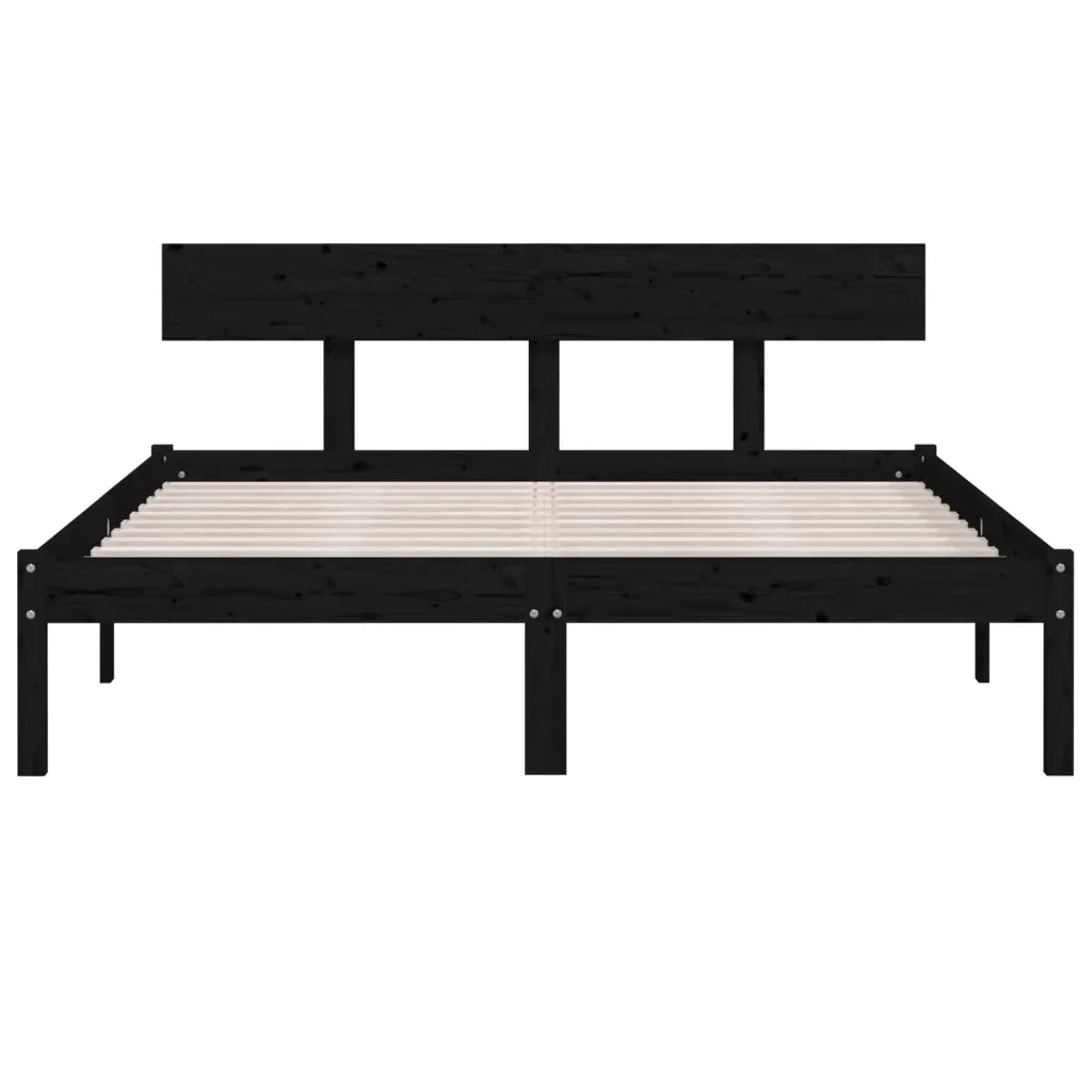 Giroletto Nero in Legno Massello di Pino 160x200 cm 810161