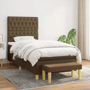 Giroletto a Molle con Materasso Marrone Scuro 90x190cm Tessuto