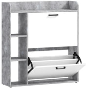 Scarpiera Slim Capacità 15 Scarpe 83x24x90,5 cm con 2 Cassetti Ribaltabili e 3 Vani Aperti Grigio