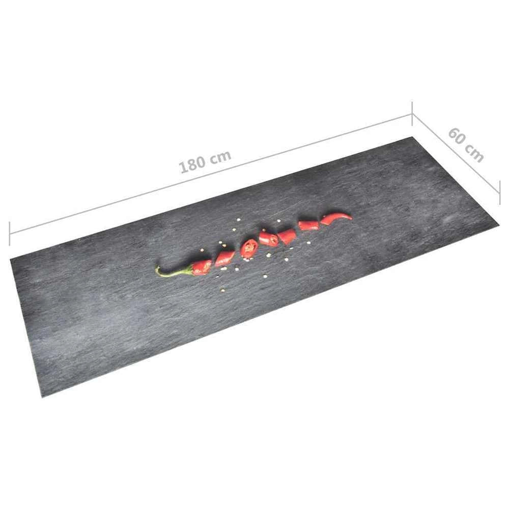 Washable Kitchen Floor Mat, Pepper Design, 60x180 Cm