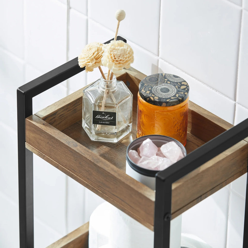 biancheria bagno cesta bagno cesta biancheria Scaffale Bagno cesta scaffale mobili bagno salvaspazio marrone FRG226-F