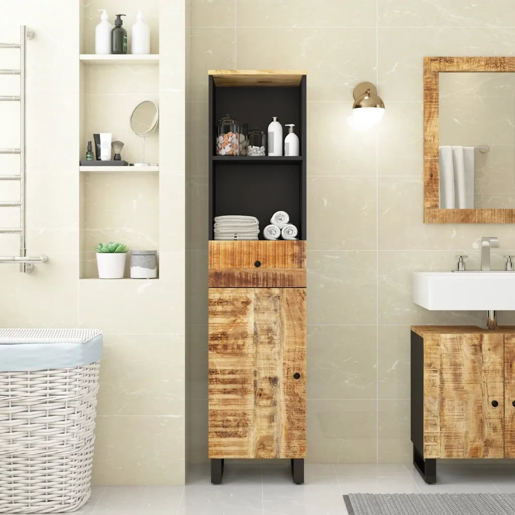 Mobile da Bagno | Armadio da bagno 38x33x160 cm in Legno Massello di Mango