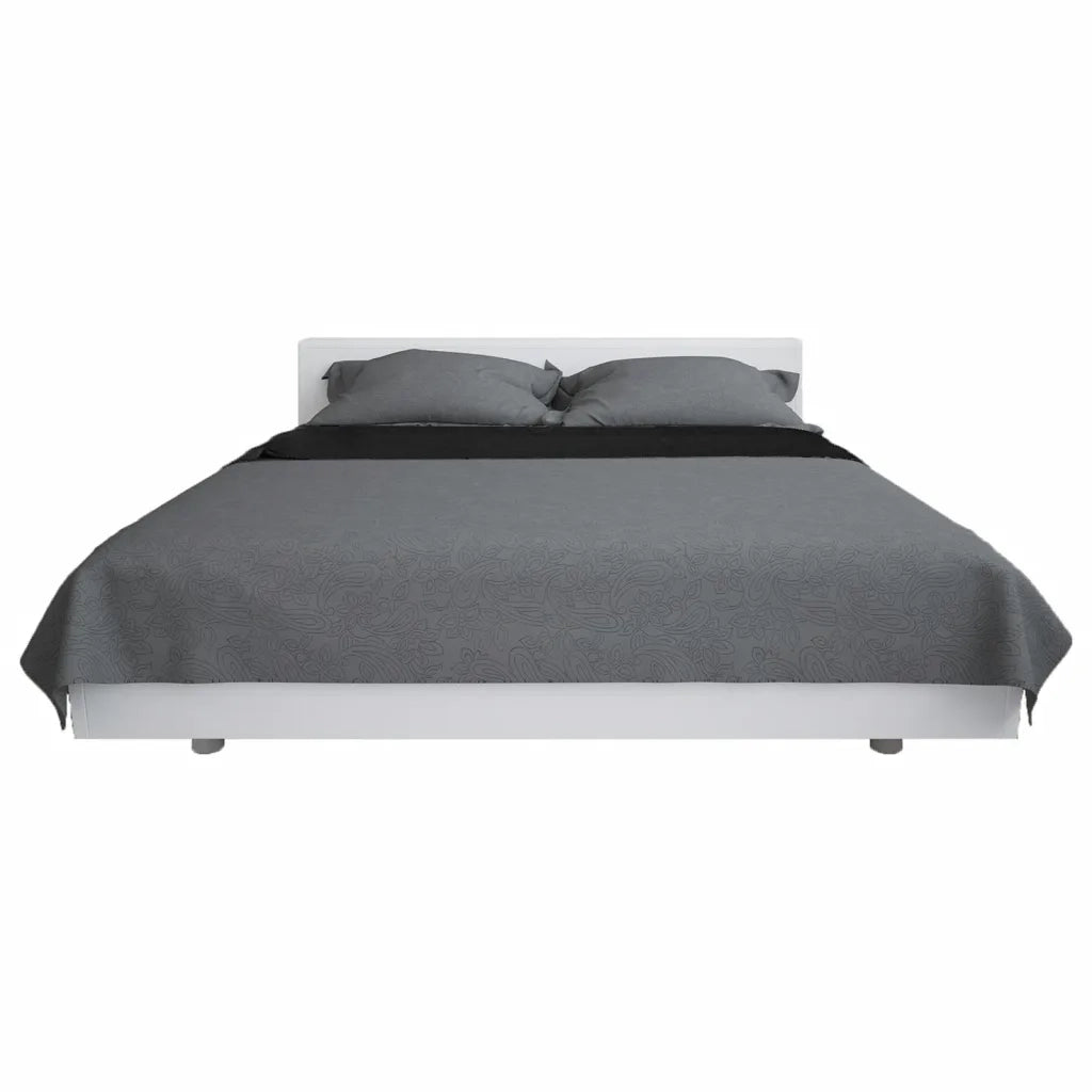 Copriletto Double-Face Trapuntato 220x240 cm Grigio e Nero 132966