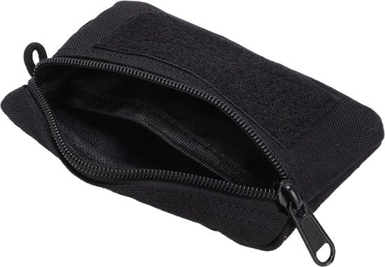 15 x 10 x 2 cm Tasca in nylon con chiusura a cerniera per campeggio e escursioni - impermeabile - nero.