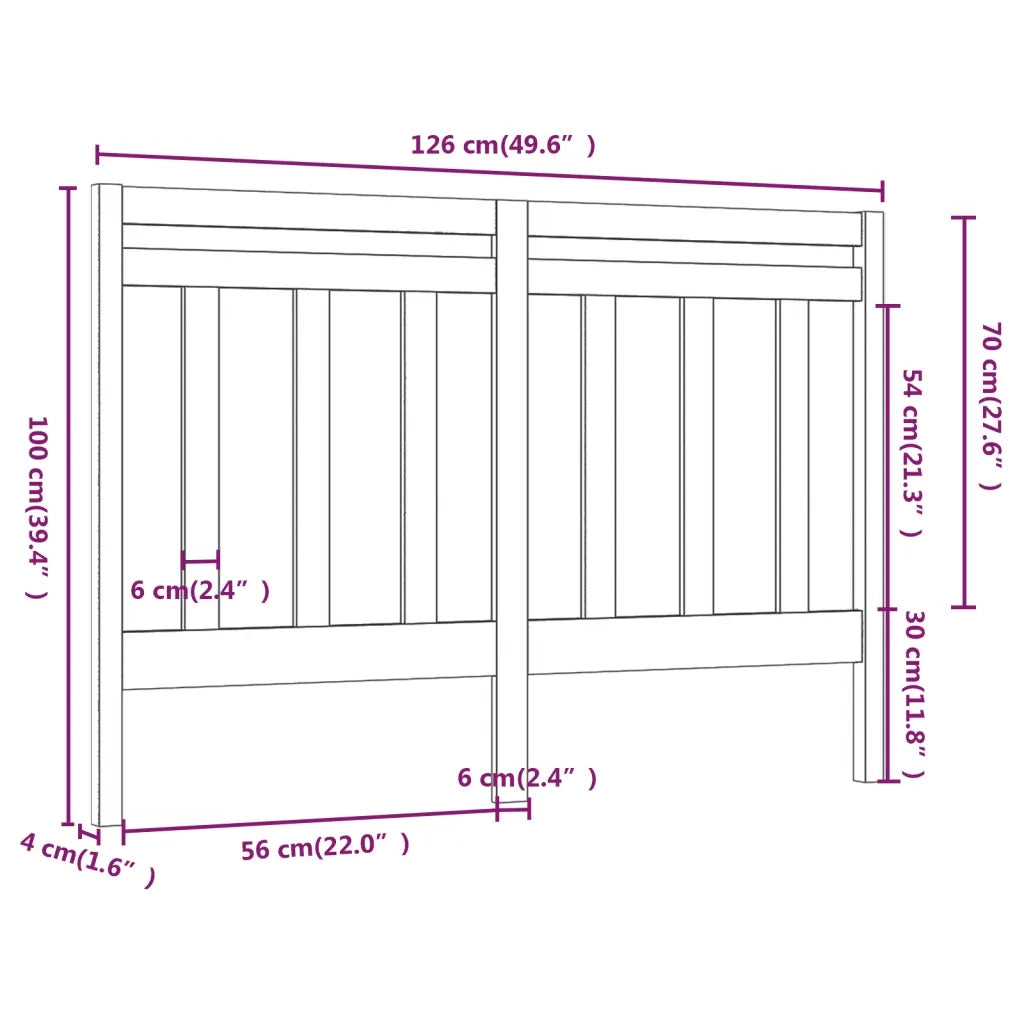 Testiera per Letto ambra 126x4x100 cm in Legno Massello di Pino 817783