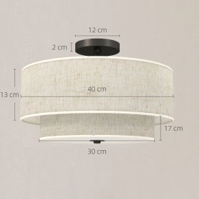 Plafoniera ULEVR ?40 x 26 cm in metallo nero e tessuto color crema, per 3 lampadine E14