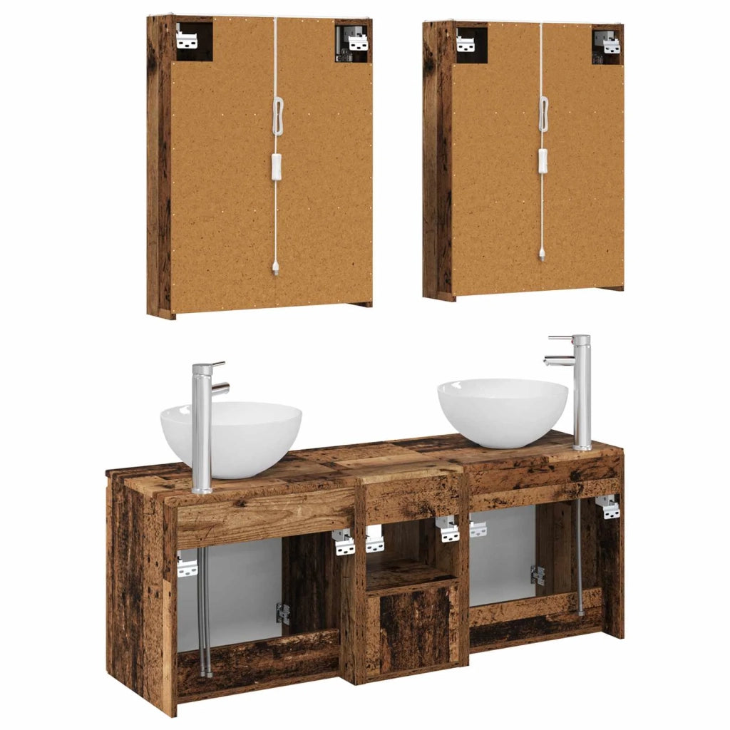 Set di Armadi da Bagno 5 pcs Legno antico 53 x 15,5 x 70 cm 3406373