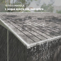 Casetta Box da Giardino Porta Attrezzi 345x280,5x169-201 cm con Porta Scorrevole in Acciaio Grigio