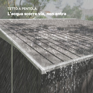 Casetta Box da Giardino Porta Attrezzi 345x280,5x169-201 cm con Porta Scorrevole in Acciaio Grigio