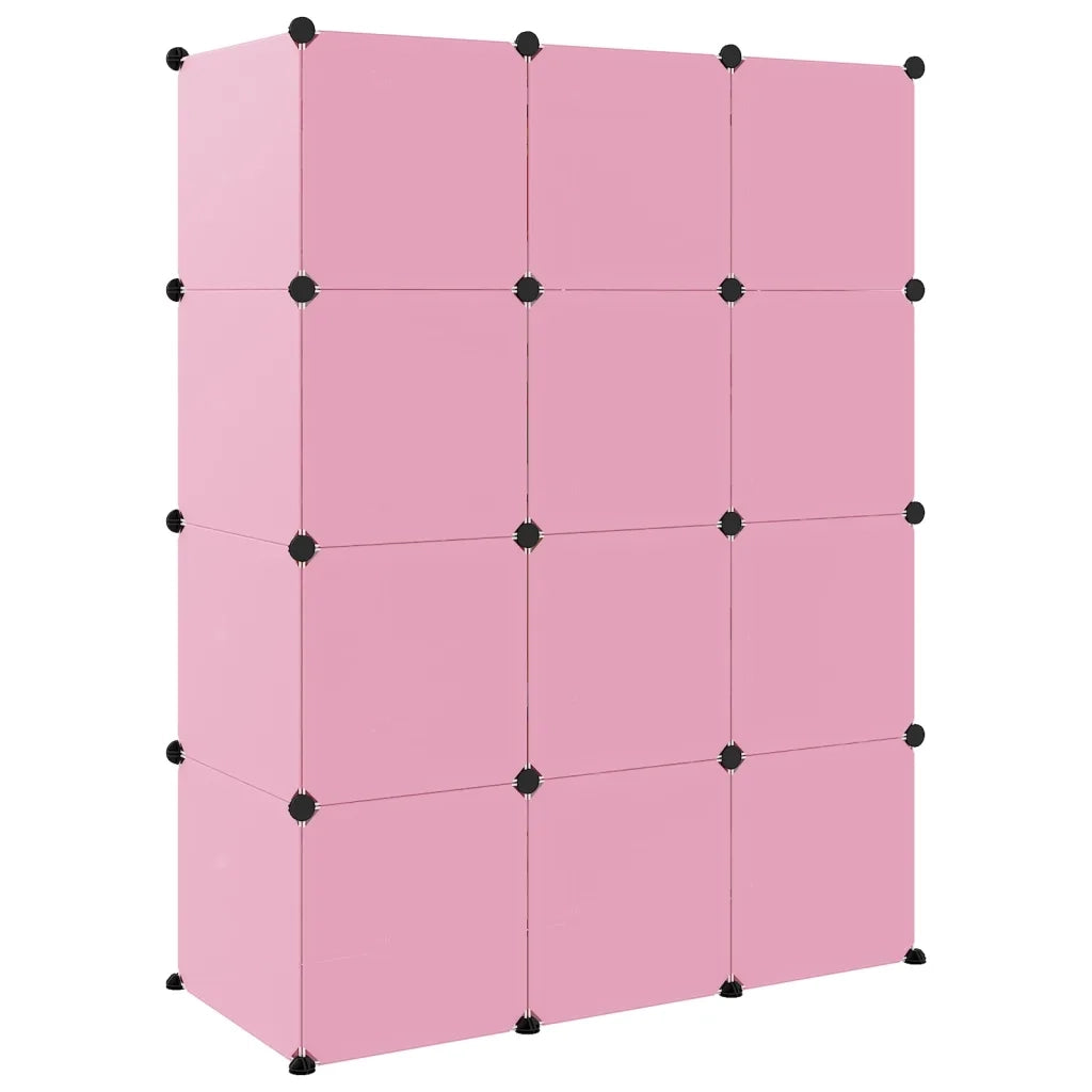 Scaffale Portaoggetti per Bambini con 12 Cubi Rosa in PP CFW3312025