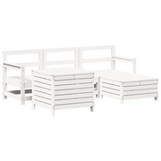 Set Salotto da Giardino 5 pz | Set di Mobili da Esterno Bianco in Legno Massello di Pino