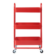 Carrello di servizio mobile contenitore per cucina/soggiorno con 3 cestelli acciaio 79 x 46 x 35 cm rosso 03_0009232