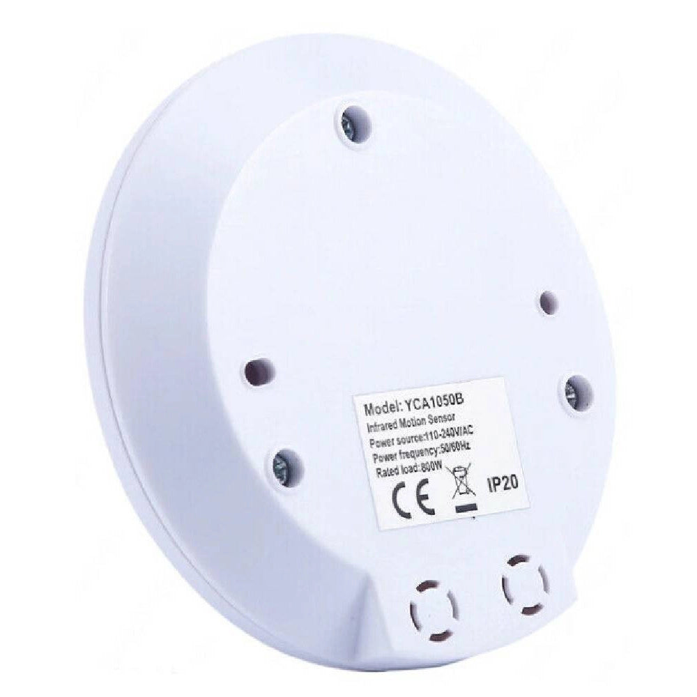 Trade Shop - Sensore Di Movimento A Infrarossi 360° Per Lampadine 800watt Ip20 Bianco Yca1050 -
