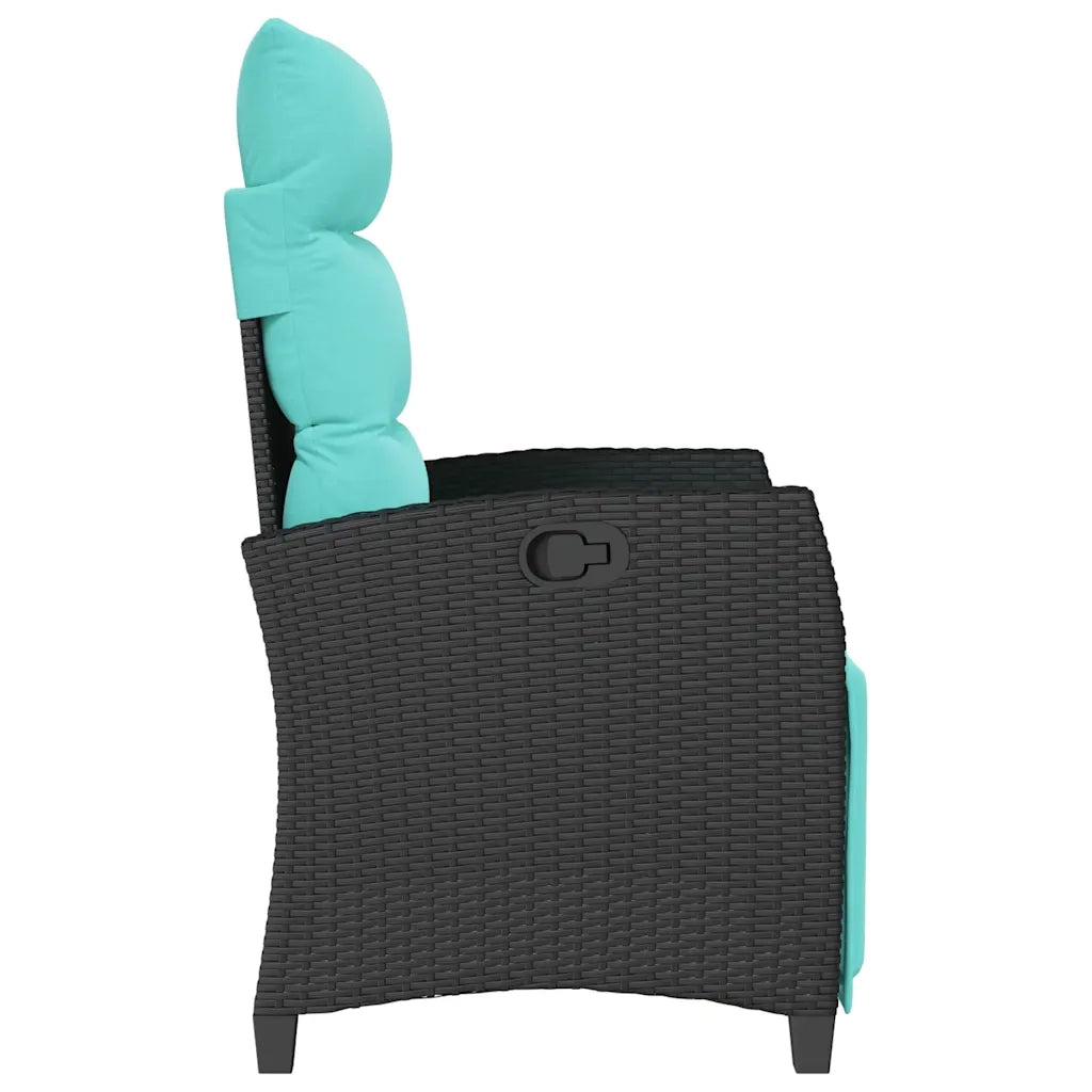 Sedia Reclinabile da Giardino | Sedie da Esterno con Tavolino Nera Polyrattan