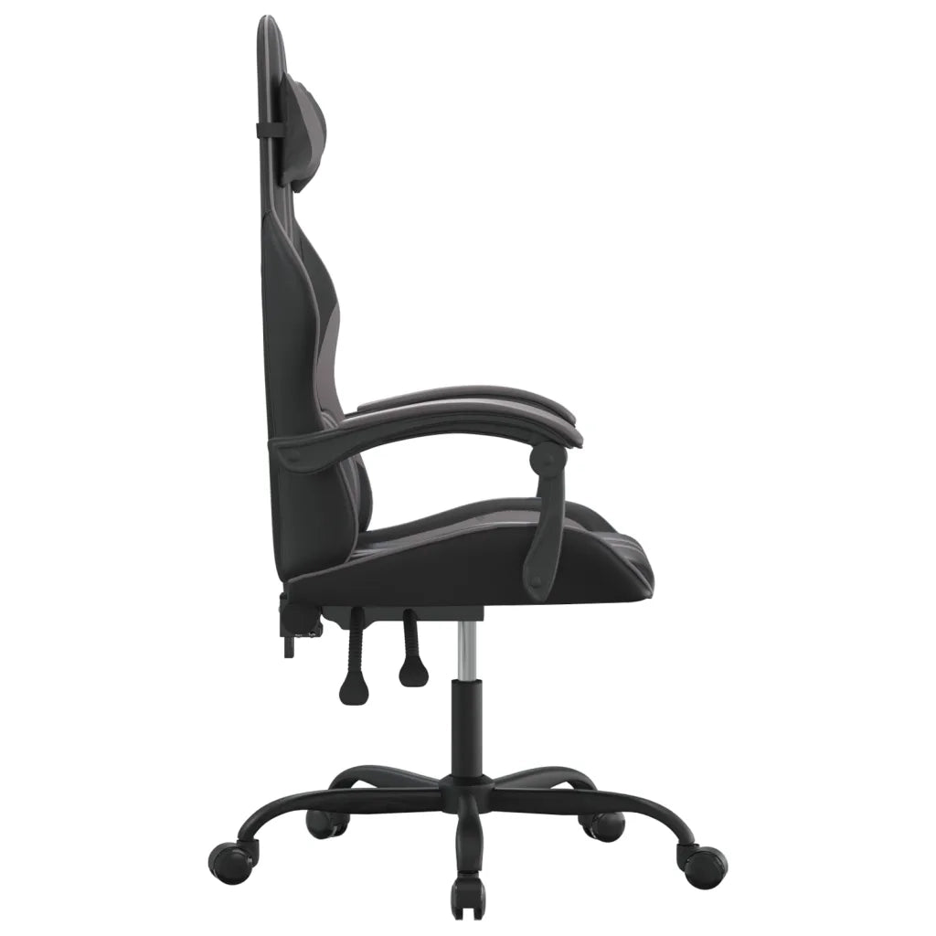 Sedia da Gaming Girevole Nera e Grigia in Similpelle 349523