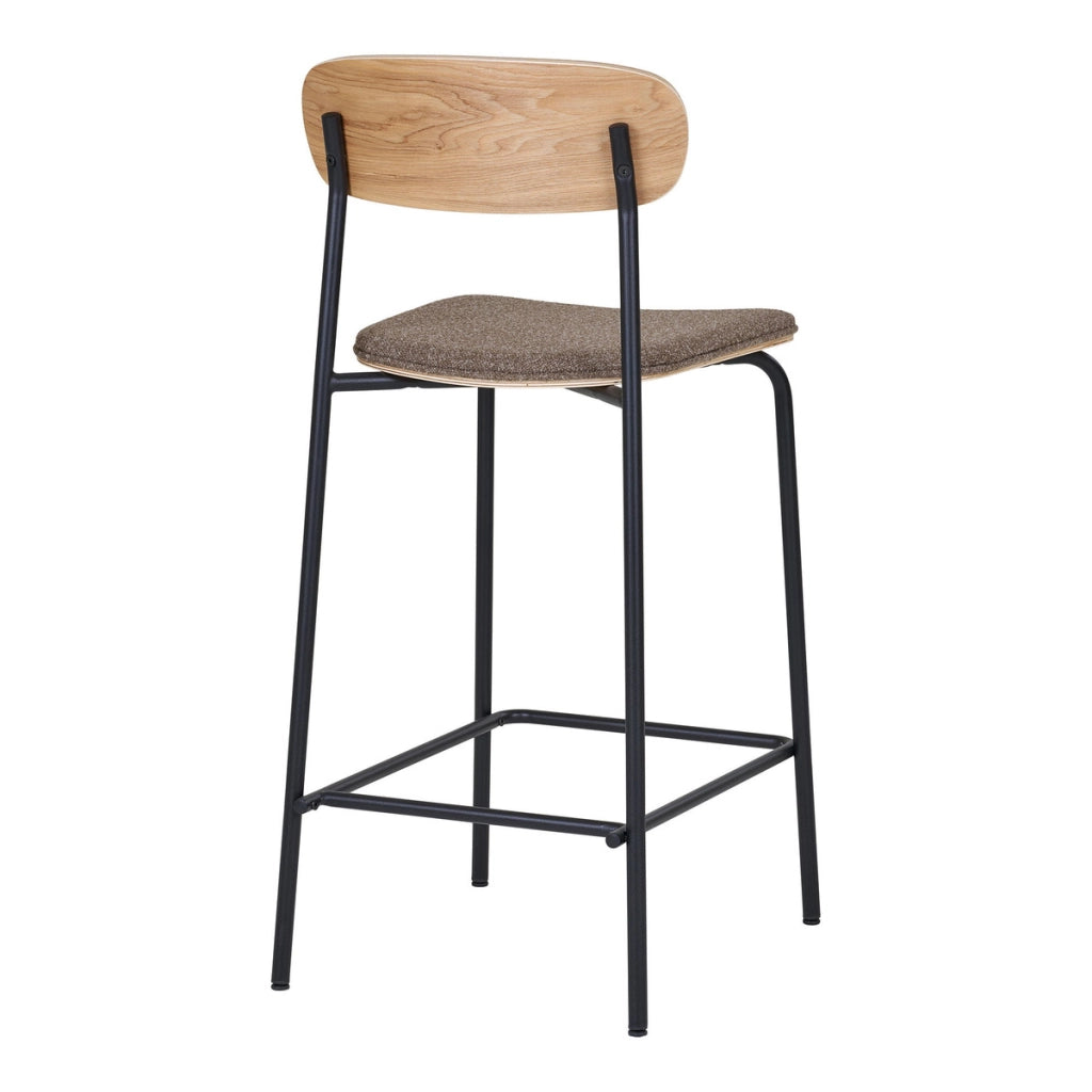 Set di 2 Sgabelli Alti Estepona, Marrone, Poliestere, 49x42,5x95 cm