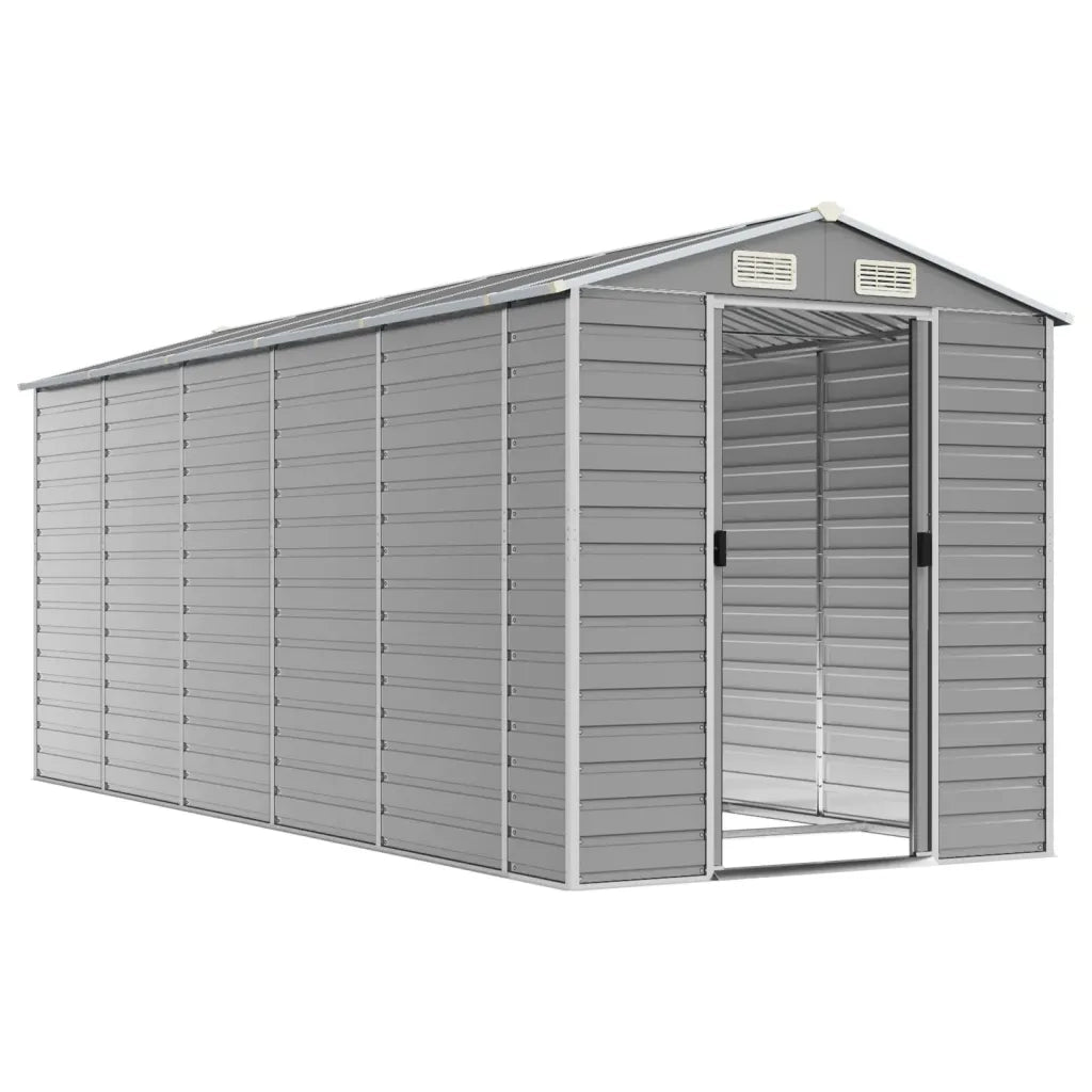 Casetta da giardino grigio chiaro 191x470x198 cm in acciaio zincato 3188246