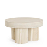 Tavolino rotondo in legno di mango naturale con gambe scanalate - JASPER