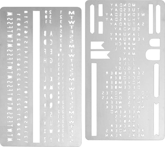 Stencili in Metallo - Calendario di Pianificazione Settimanale Mensile - Forma - 10x17cm - Pianificatore DIY per Scrapbooking Giornale e Album Fai da Te