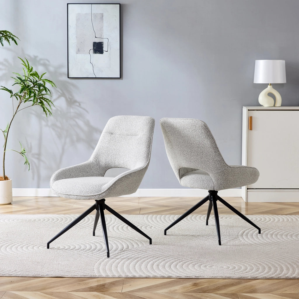 SEDIA Girevole 360° Set da 2 pezzi, 87 cm, tessuto grigio caldo, metallo nero