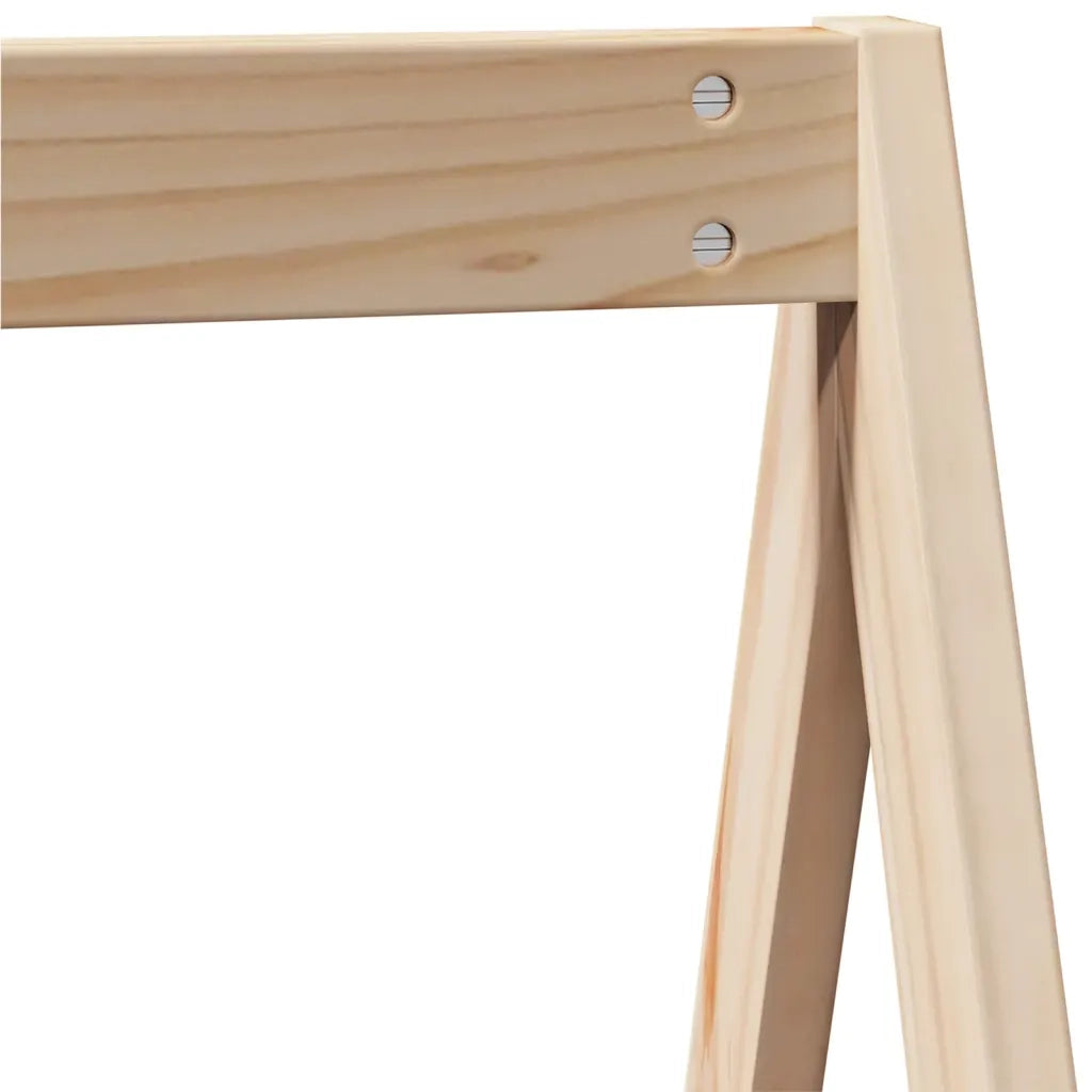 Letto Soppalco con Scala e Tetto 80x200 cm Legno Massello Pino 3282112