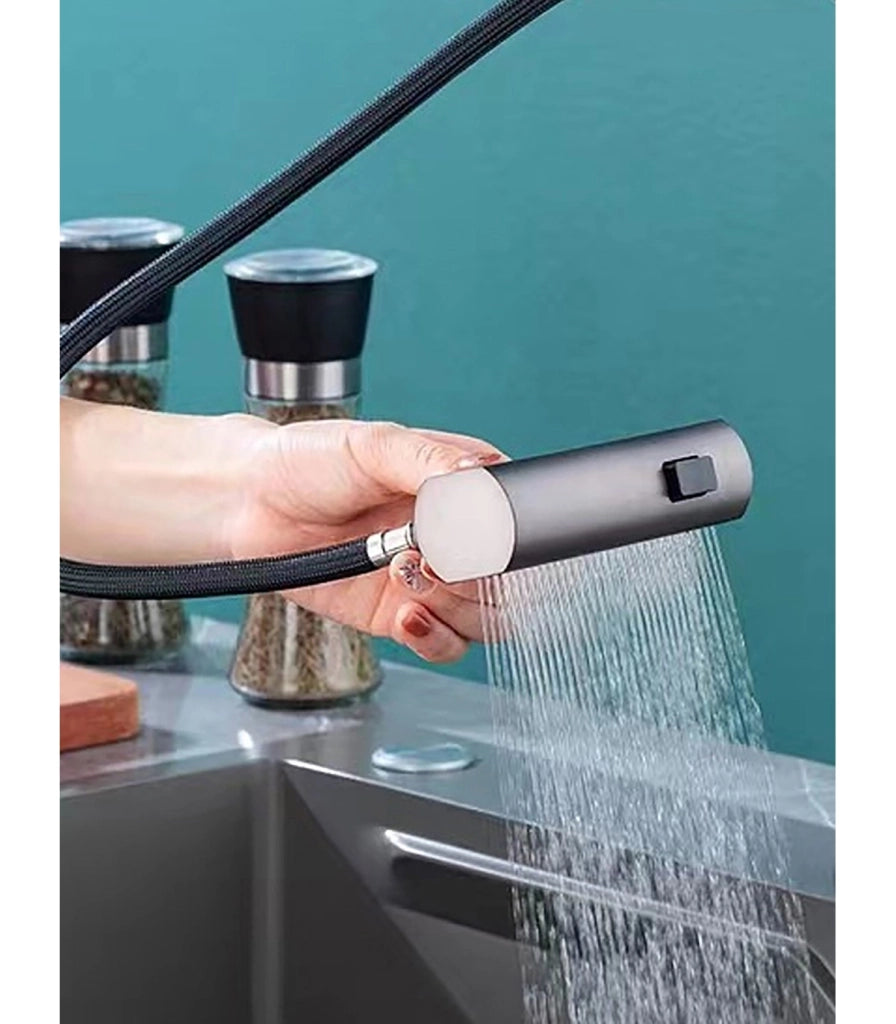 Rubinetto Lavandino Display LED Temperatura LH-189 | Lega | Estraibile 3 modi | Altezza regolabile per Lavare Testa