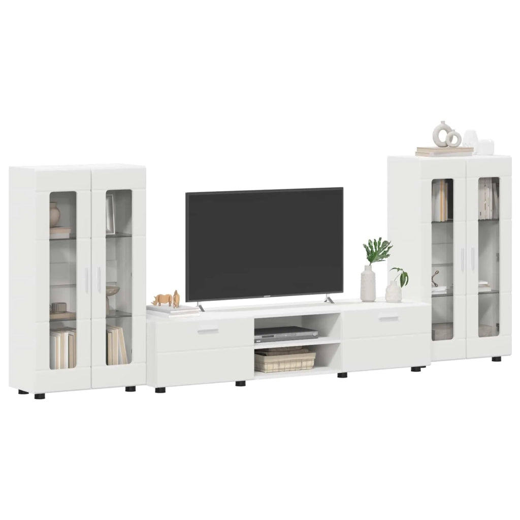 Set mobile TV con porta FLORIN 3 pcs Bianco Legno multistrato