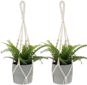 Set di due corda da parete in stile macramé, set di corda in cotone per appendere vasi, decorazione bohemien, corda da parete beige per interni ed esterni, misura 58 cm