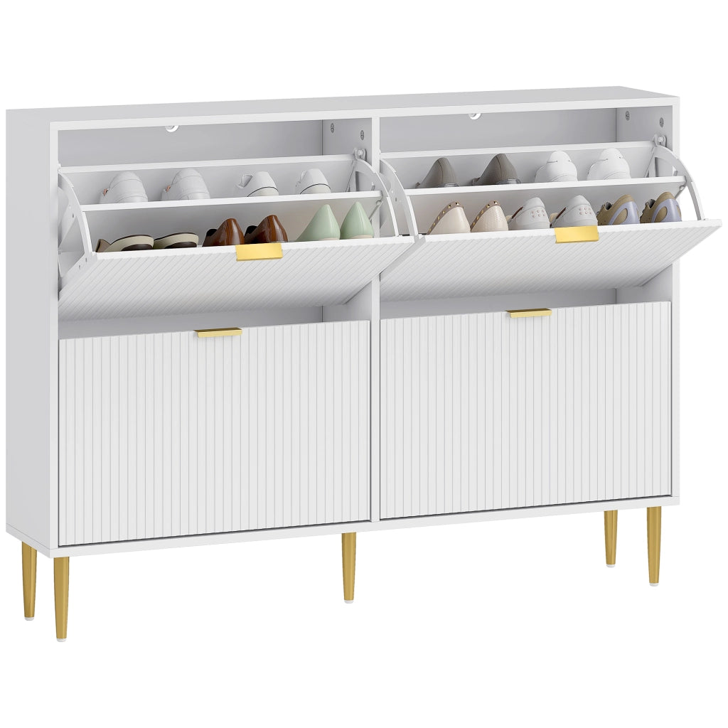 Scarpiera Slim con 4 Cassetti Ribaltabili per 20 Paia di Scarpe 105x24x91,5 cm Design Moderno in MDF Bianco