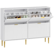 Scarpiera Slim con 4 Cassetti Ribaltabili per 20 Paia di Scarpe 105x24x91,5 cm Design Moderno in MDF Bianco