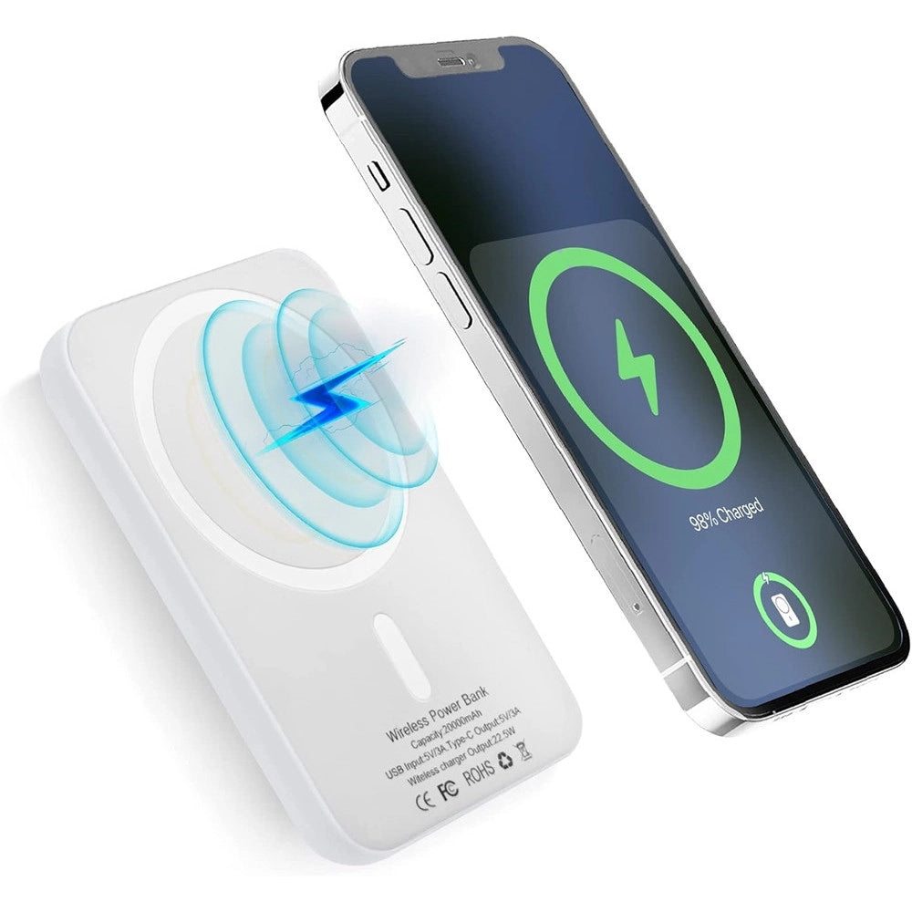 Trade Shop - Power Bank Magnetico Caricabatterie Smartphone Wireless Tascabile 20000mah Ios Android -