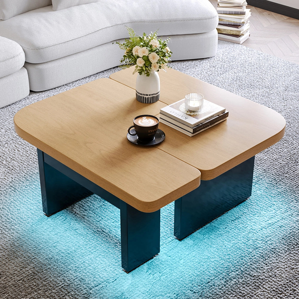 Tavolino-Xylo-LED legno ecologico 2in1 2 cassetti