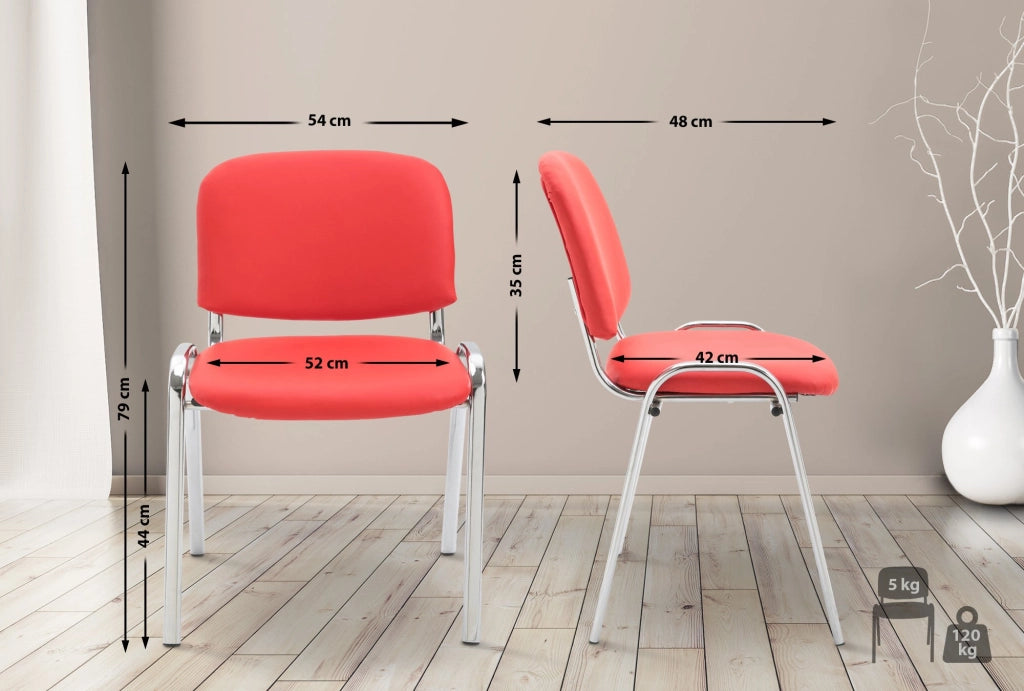 Sedia ospite impilabile KEN in similpelle rosso