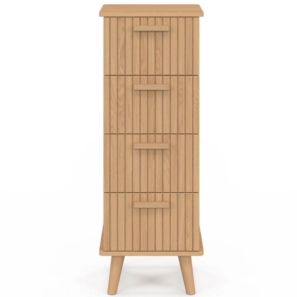 IDMarket - JULIETTE mobile a 4 cassetti, 30 cm, armadio a doghe color rovere con doghe in legno