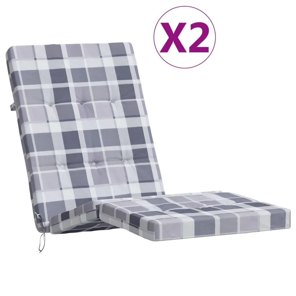 Cuscini Sedia Sdraio 2pz Motivo Quadri Grigio in Tessuto Oxfordcod mxl 118329