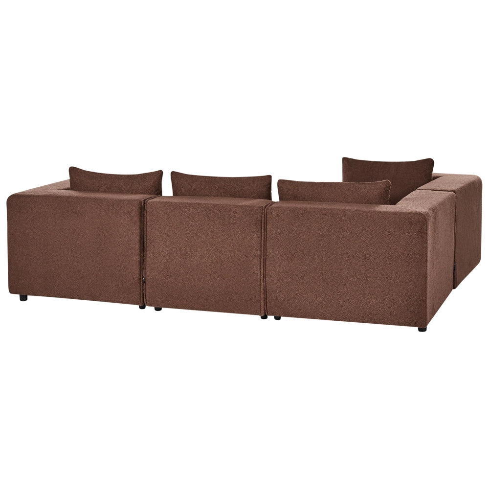 Divano a 4 posti in tessuto bouclè marrone modulare lato destro stile minimale moderno