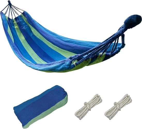 Hangmat da 280 x 100 cm - massimo 300 kg - comoda per il trasporto - blu/verde - ideale per il campeggio e il mare